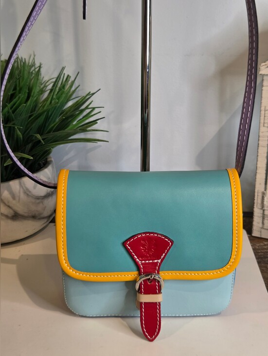 Gregorio Handbags - Gregorio Vera Pelle Italy Leather Colorblock Saddle Bag